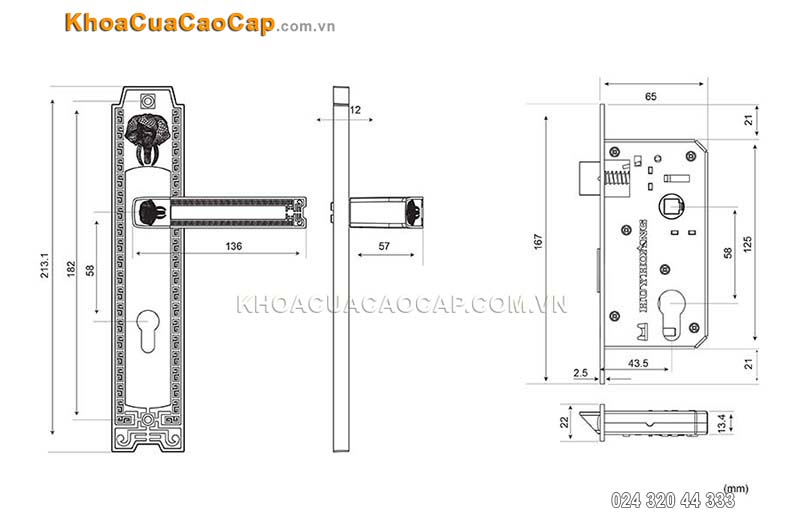 Kh&oacute;a tay gạt cửa th&ocirc;ng ph&ograve;ng HC5828 - ảnh 7