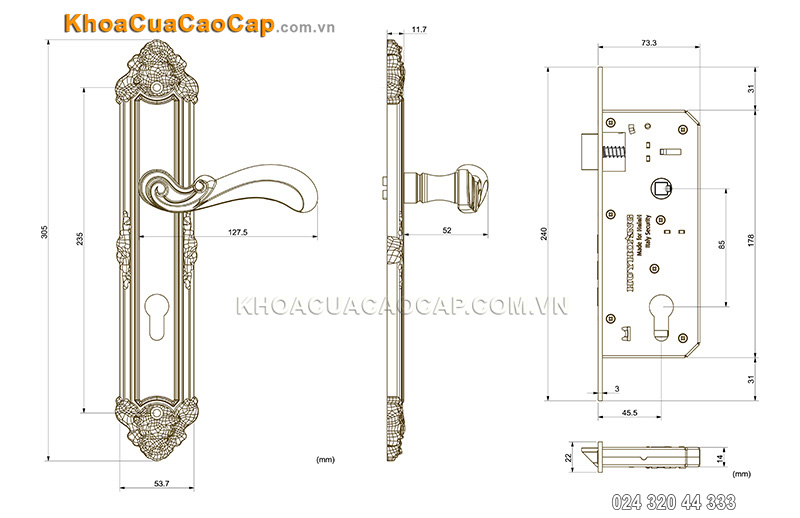 Khóa cửa gỗ cao cấp Huy Hoàng HCR 8529 - ảnh 7
