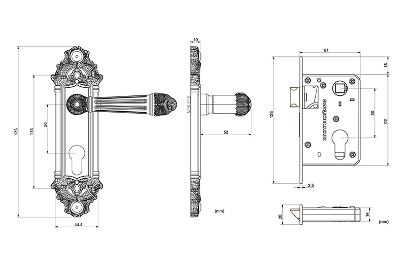 Bản vẽ kỹ thuật khóa cửa phòng vệ sinh EX 5026
