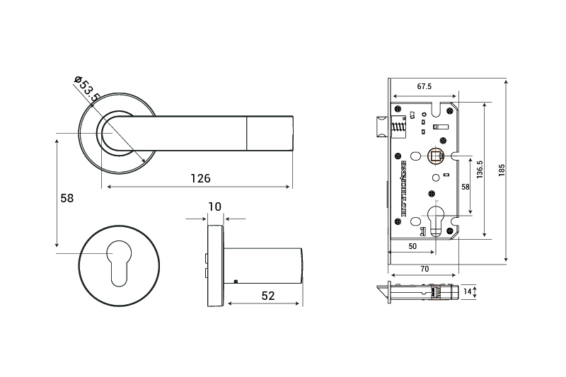 Bản vẽ kỹ thuật khóa cửa TNPTSS5810-ABC