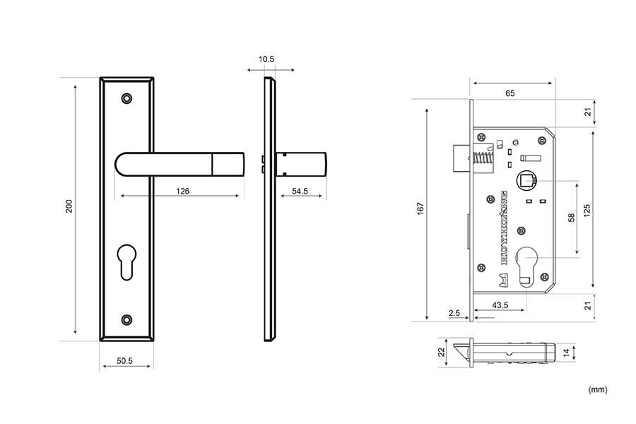 Bản vẽ kỹ thuật kh&oacute;a cửa TNSS5810