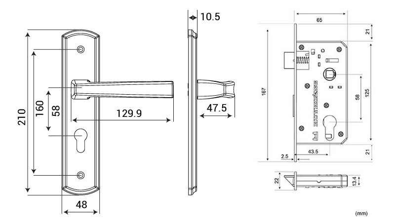 Bản vẽ kỹ thuật khóa cửa SS-5868