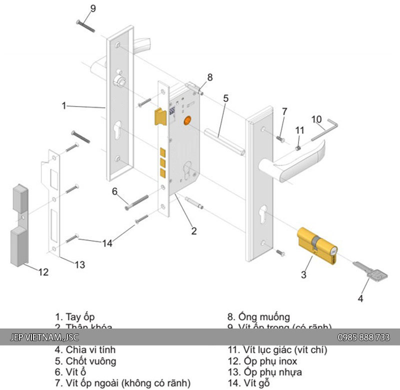 Hướng dẫn lắp đặt khóa tay gạt