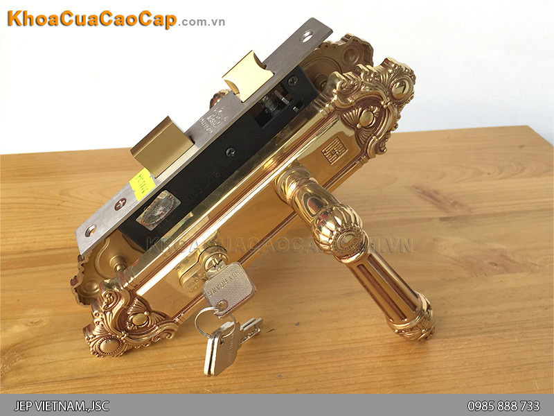 Kh&oacute;a cửa tay gạt bằng đồng HC5826 - ảnh 4