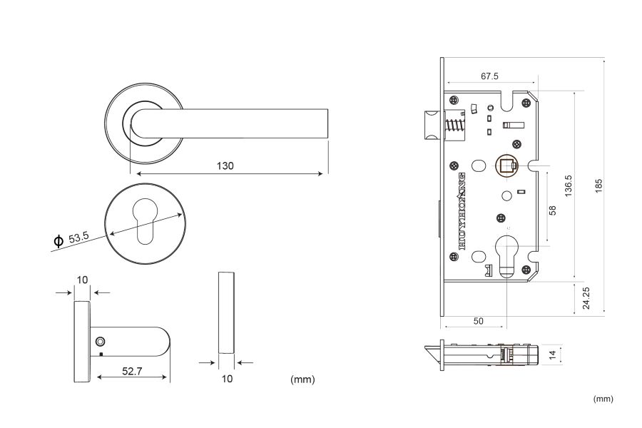 Bản vẽ kỹ thuật khóa cửa TNPTSS-5834