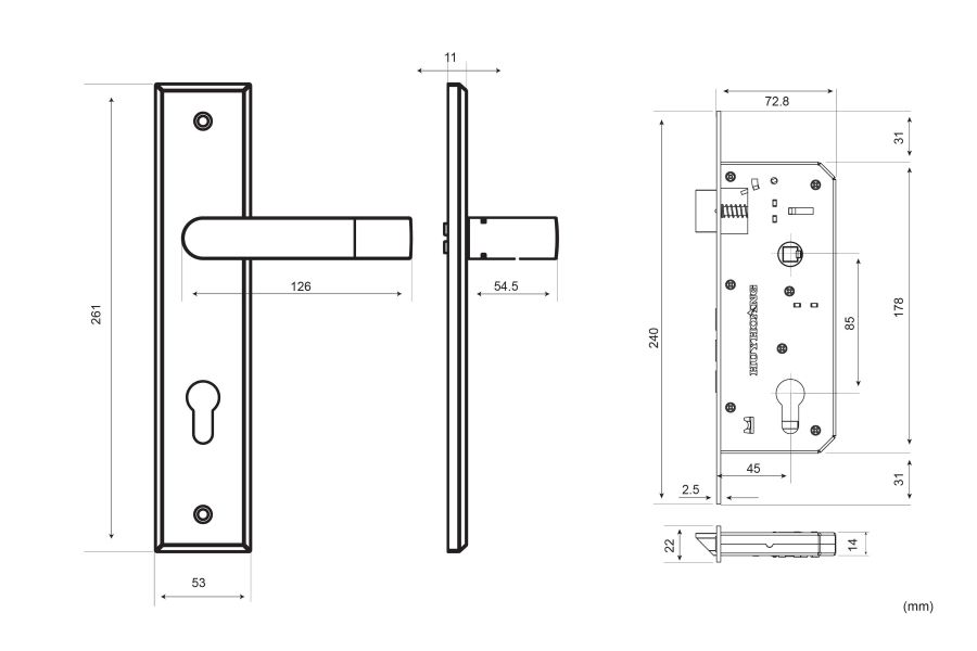 Bản vẽ kỹ thuật khóa cửa SS-8510