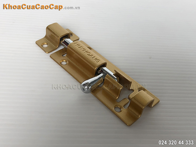 Chốt cửa bằng thép màu nhũ vàng Huy Hoàng - 4