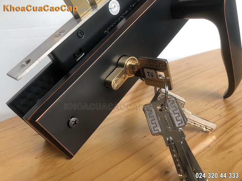 Khóa cửa tay gạt inox màu đen SS8510-ABC - ảnh 1