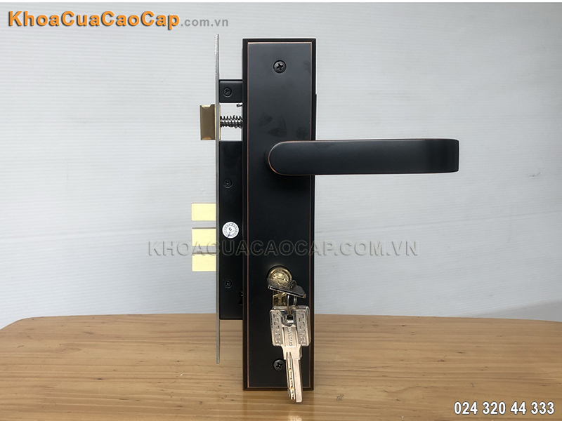 Khóa cửa tay gạt inox màu đen SS8510-ABC - ảnh 1