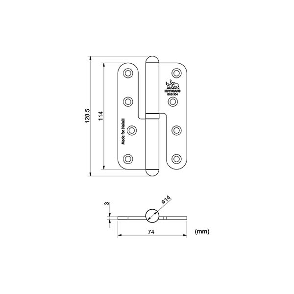 Bản lề cối inox SUS304 - SS01
