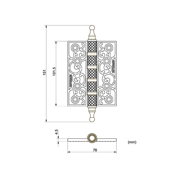 BVKT bản lề lá đồng Huy Hoàng HC04