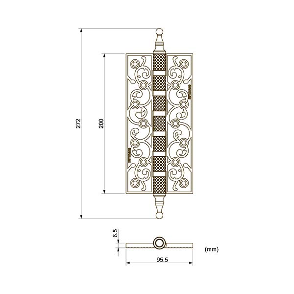 BVKT bản lề lá đồng Huy Hoàng HC02