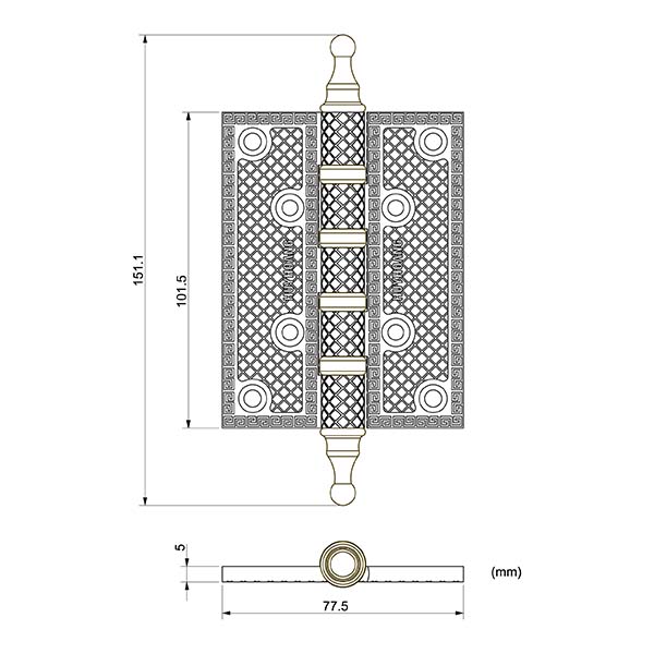 BVKT bản lề lá đồng Huy Hoàng HC2804