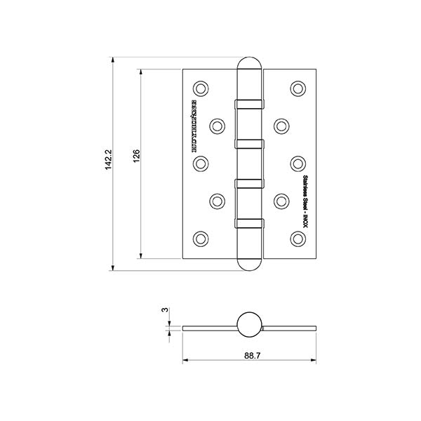 K&Iacute;ch thước bản lề l&aacute; bằng inox số 01